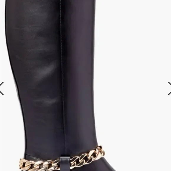 Just Fab Remy Chain Detail Riding Black Boots - Picture 16 of 16